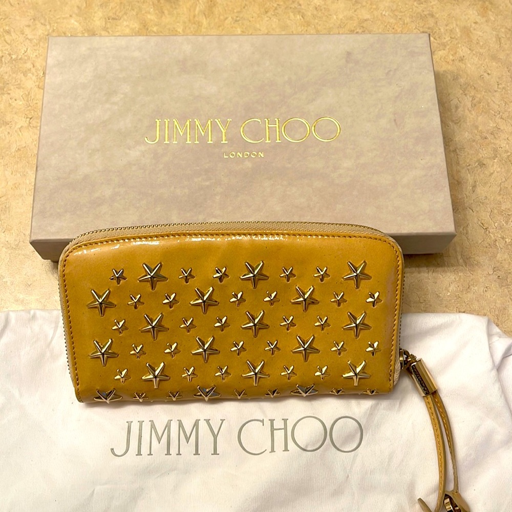 JIMMY CHOO Filipa Star-stud Embossed Leather Wallet new with tag, dust bag & box